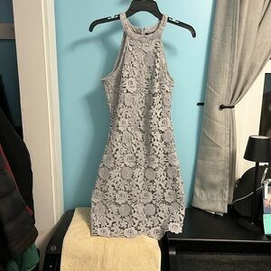 Lulu's Gray Sheath Mini Dress Halter Sleeveless
